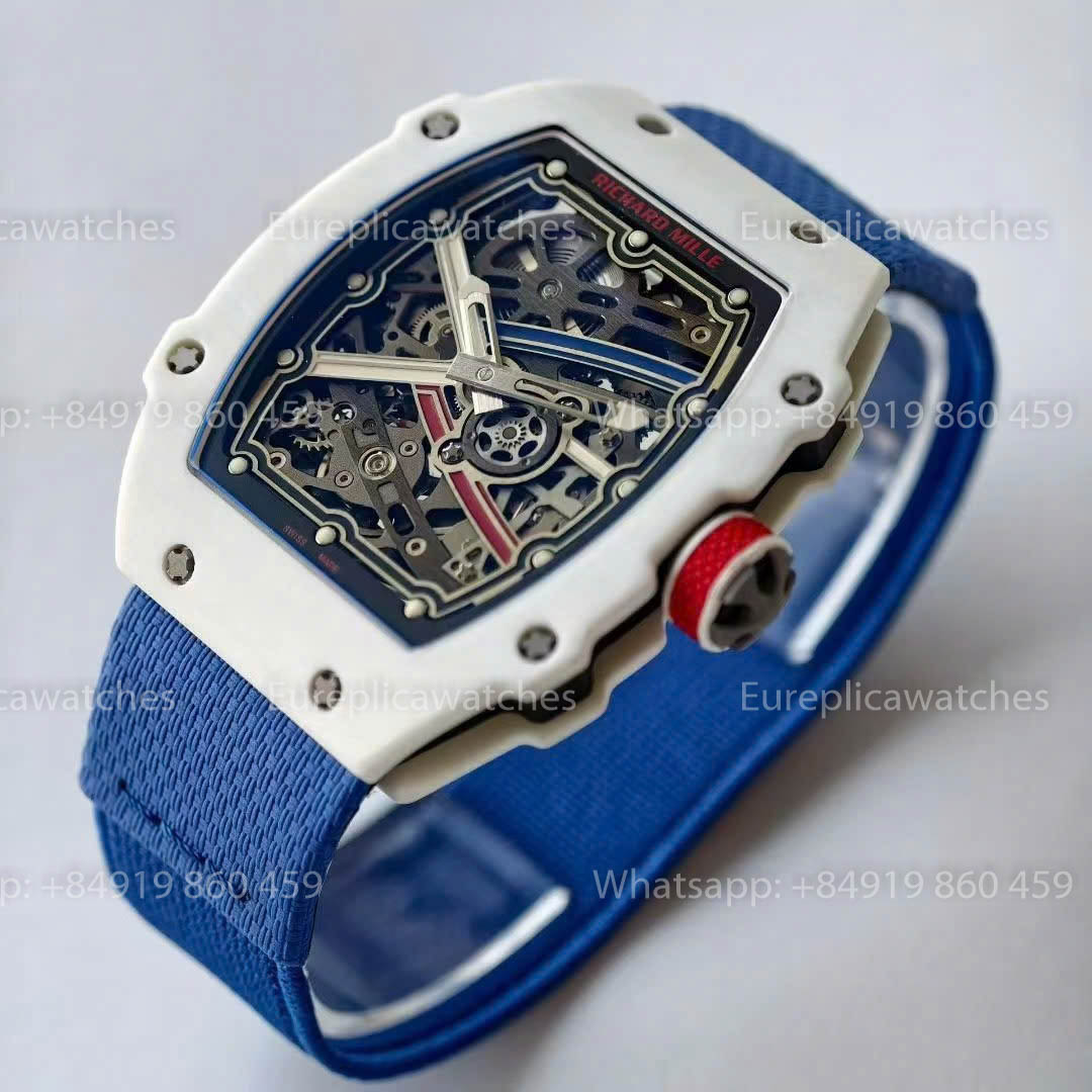 Replica Richard Mille RM67?02 quadrante France VAF Factory miglior versione 1:1 carbonio bianco con cinturino blu