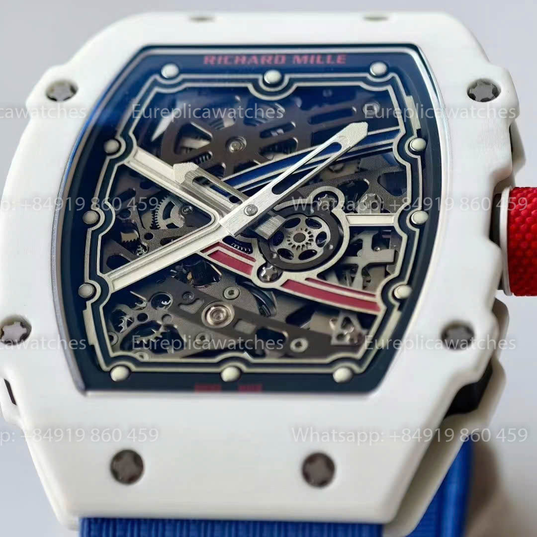 Replica Richard Mille RM67?02 quadrante France VAF Factory miglior versione 1:1 carbonio bianco con cinturino blu