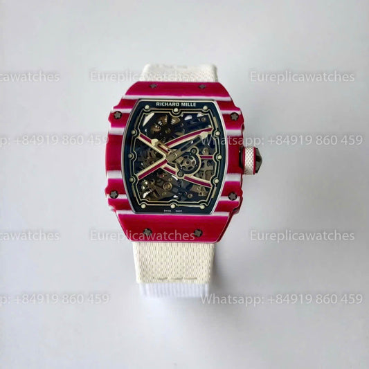 Replica Richard Mille RM67?02 cassa in carbonio rosso VAF Factory miglior versione 1:1 con cinturino bianco