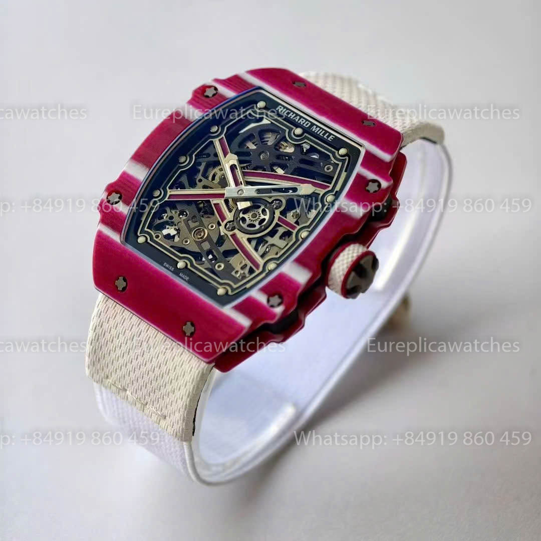 Replica Richard Mille RM67-02 cassa in carbonio rosso VAF Factory miglior versione 1:1 con cinturino bianco