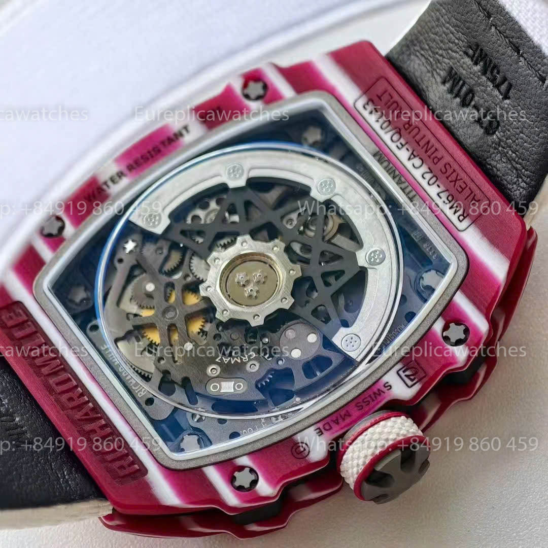 Replica Richard Mille RM67?02 cassa in carbonio rosso VAF Factory miglior versione 1:1 con cinturino bianco